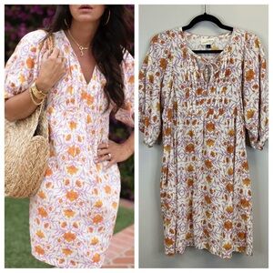 Universal Thread S Floral Midi Dress Orange White Purple 100% cotton Boho